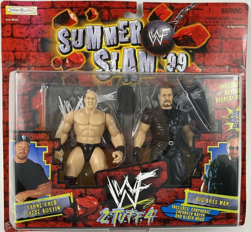 1999 WWF Jakks Pacific 2 Tuff 4 Stone Cold Steve Austin & Big Boss Man Action & Toy Figures PWcatalog
