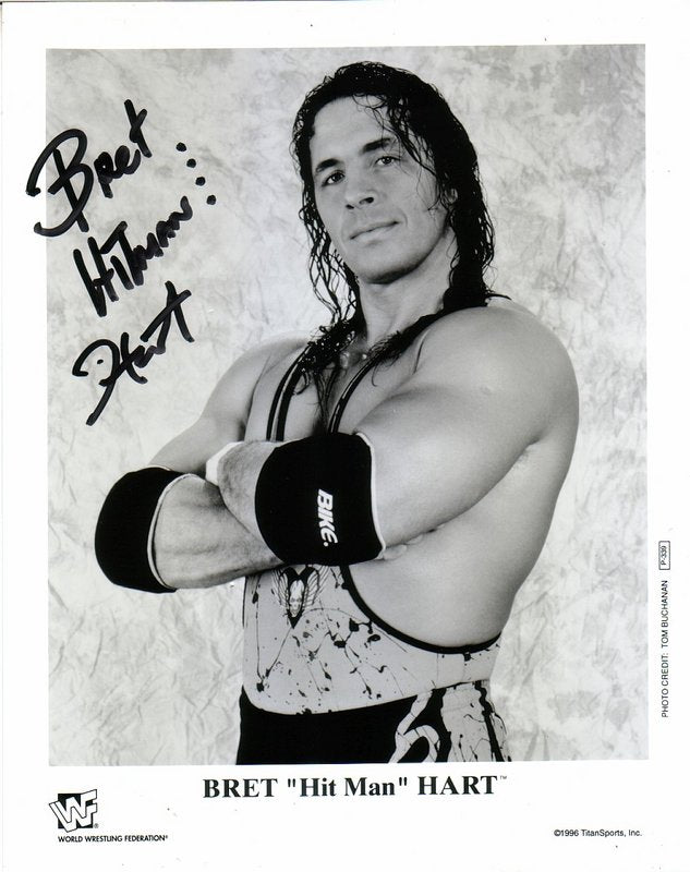 1996 Bret "Hitman" Hart P339 (signed) b/w PW Catalog