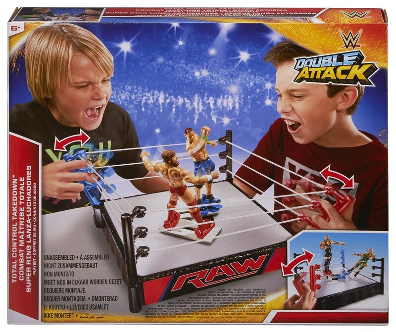WWE Mattel Double Attack Wrestling Rings & Playsets: Total Control Takedown Action & Toy Figures PWcatalog