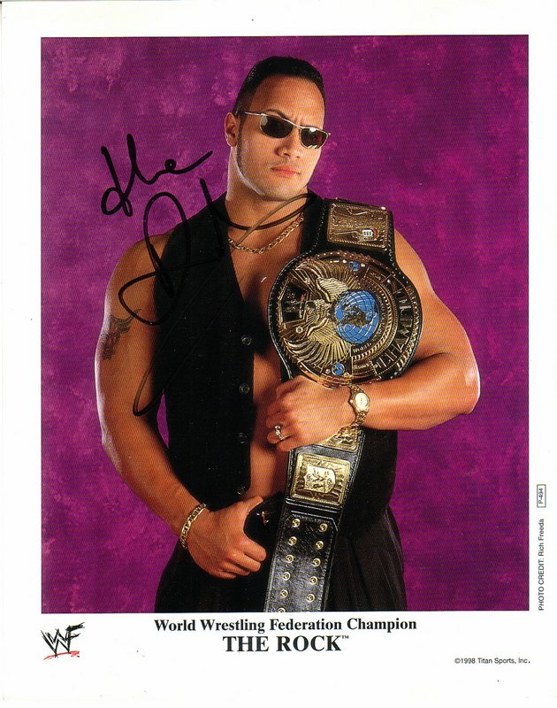 1998 WWF CHAMPION The Rock P494 (RARE/signed) color PW Catalog