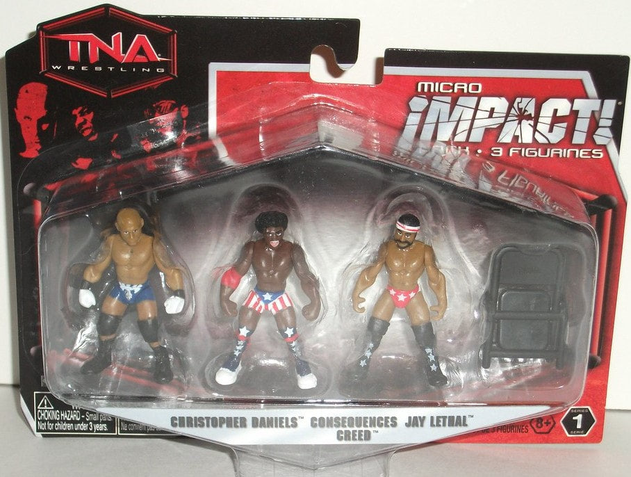 TNA/Impact Wrestling Jakks Pacific Micro Impact! 1 Christopher Daniels, Consequences Creed & Jay Lethal Action & Toy Figures PWcatalog