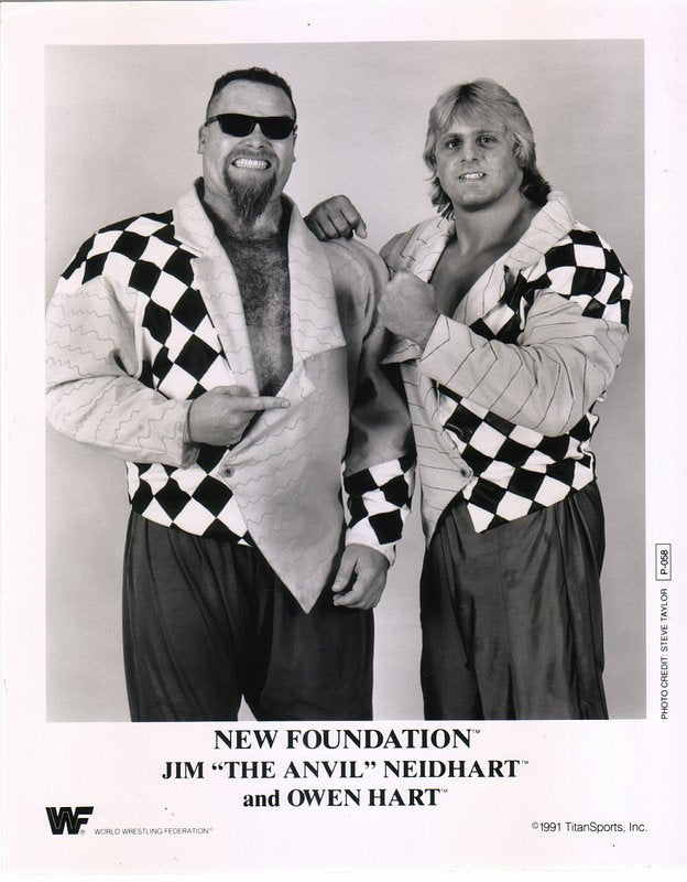 1991 New Foundation Jim "Anvil" Neidhart , Owen Hart P058 b/w PW Catalog