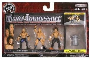 WWE Jakks Pacific Micro Aggression 14 Zack Ryder, Curt Hawkins & Carlito Action & Toy Figures PWcatalog