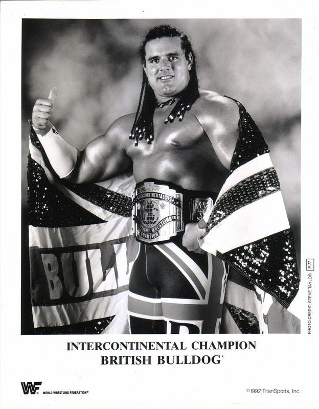 1992 WWF IC CHAMPION British Bulldog P77 (RARE) b/w PW Catalog
