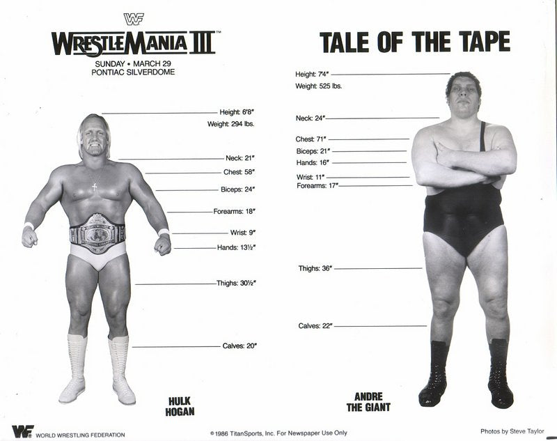 1987 Hulk Hogan/ Andre The Giant Tale of the Tape WM3 PWcatalog