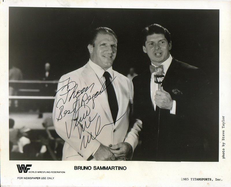 1985 Bruno Sammartino w/Vince McMahon (RARE/signed) PWcatalog