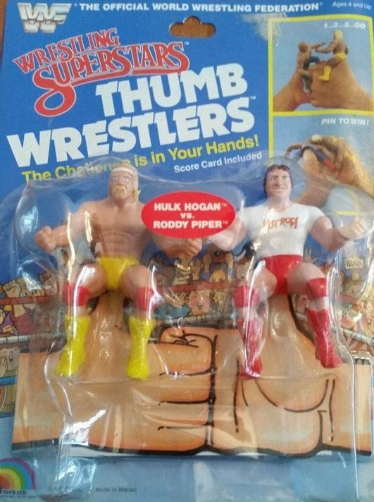 WWF LJN Wrestling Superstars Thumb Wrestlers Hulk Hogan vs. Roddy Piper Action & Toy Figures PWcatalog