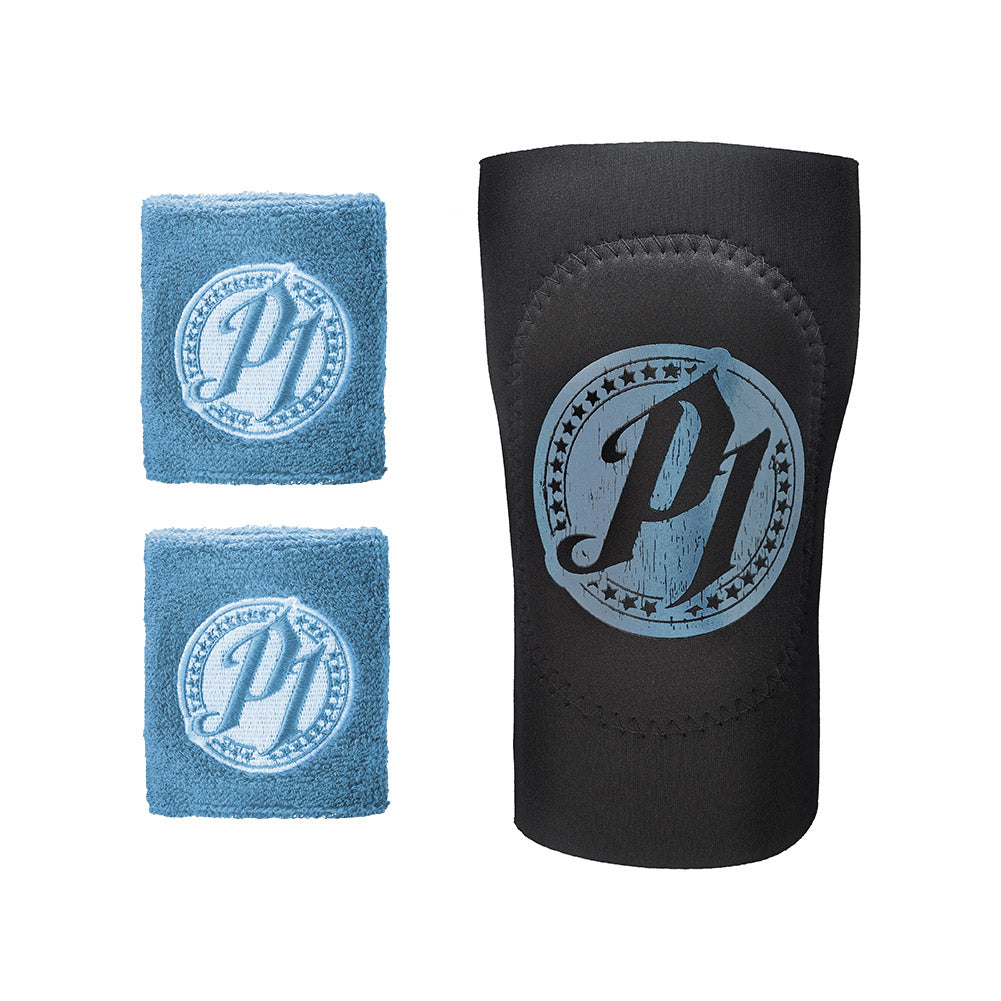 AJ Styles Carolina Blue Wristbands & Elbow Pad 3 Piece Set Pwcatalog