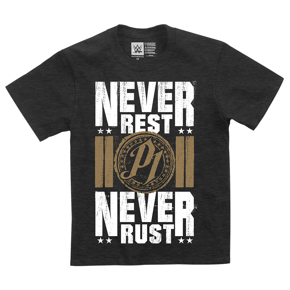 AJ Styles Never Rest, Never Rust Youth Authentic T-Shirt Pwcatalog