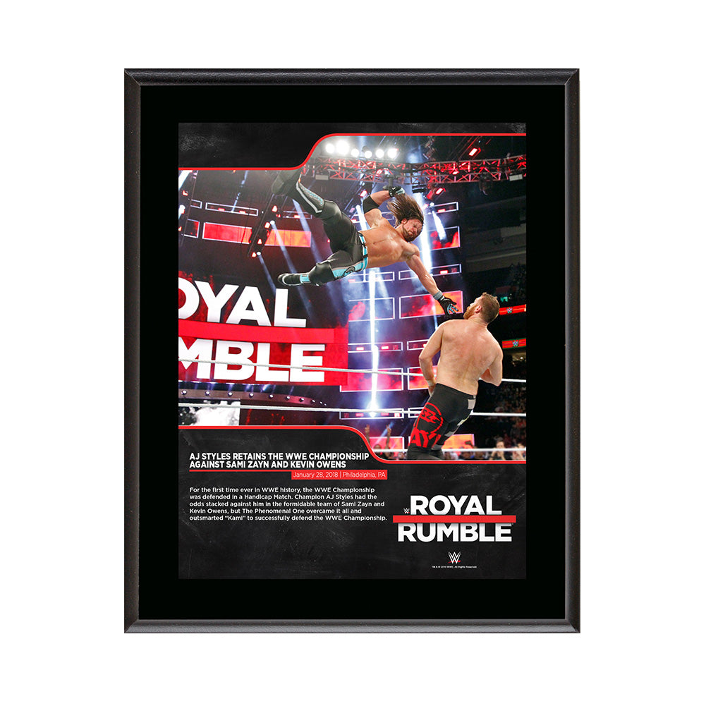 AJ Styles Royal Rumble 2018 10 x 13 Commemorative Photo Plaque Pwcatalog