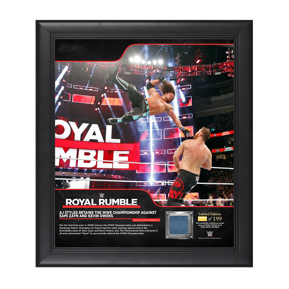 AJ Styles Royal Rumble 2018 15 x 17 Framed Plaque w Ring Canvas Pwcatalog