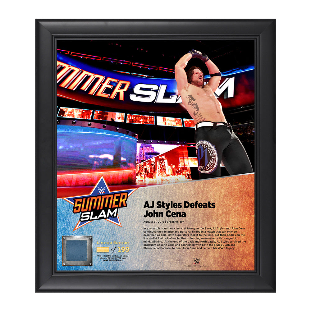 AJ Styles SummerSlam 2016 15 x 17 Framed Plaque w Ring Canvas Pwcatalog