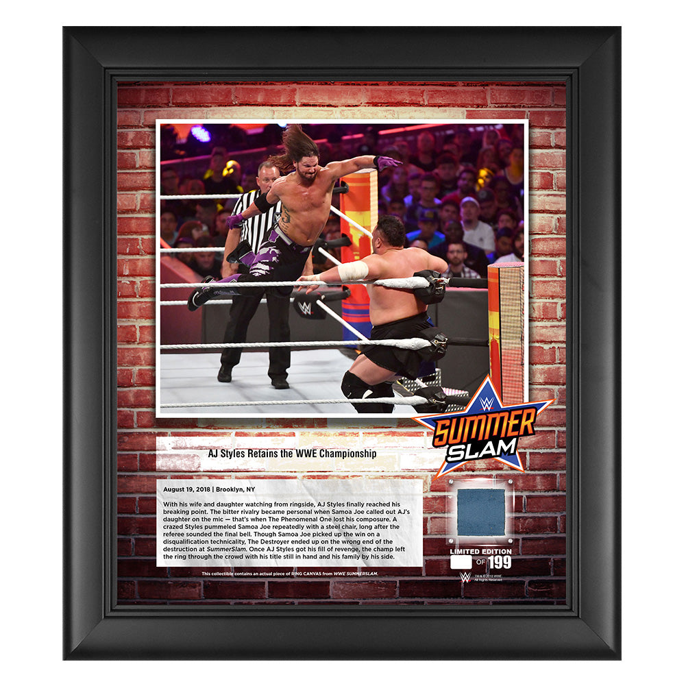 AJ Styles SummerSlam 2018 15 x 17 Framed Plaque w Ring Canvas Pwcatalog