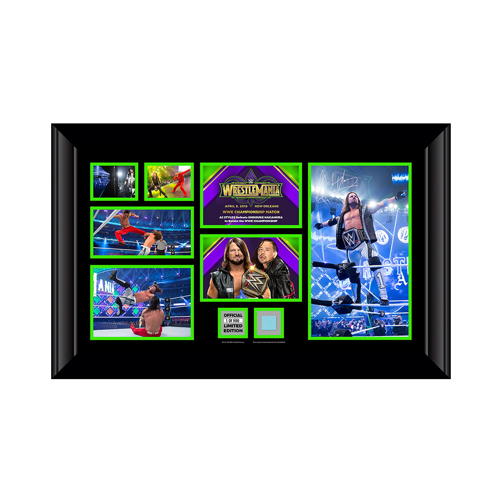 AJ Styles WrestleMania 34 Signed Commemorative Plaque Pwcatalog