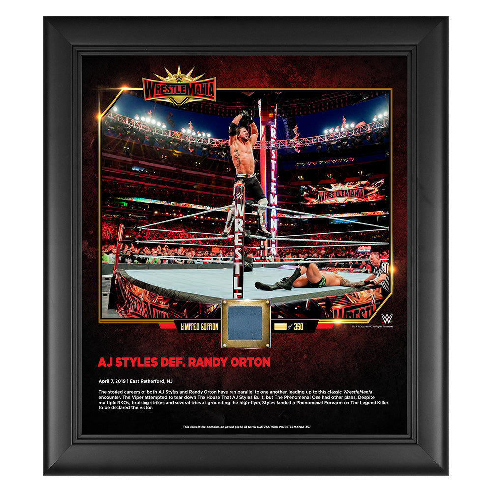 AJ Styles WrestleMania 35 15 x 17 Framed Plaque w Ring Canvas Pwcatalog