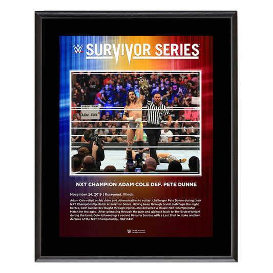 Adam Cole Survivor Series 2019 10x13 Commemorative Plaque Pwcatalog