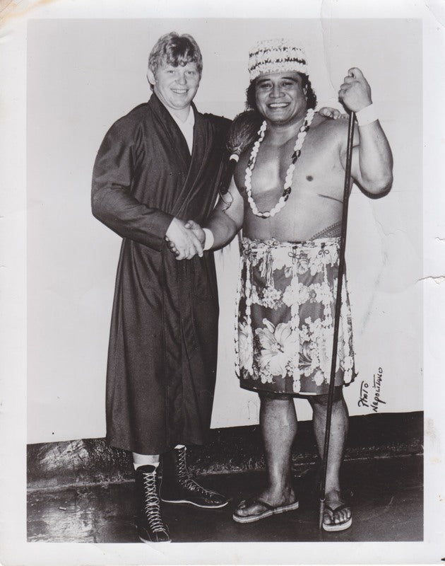 1980's WWWF Peter Maivia Bob Backlund vintage 8x10 Promo Photo PWcatalog