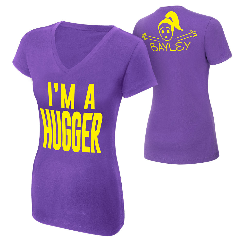 Bayley I'm A Hugger Women's V-Neck Authentic T-Shirt Pwcatalog