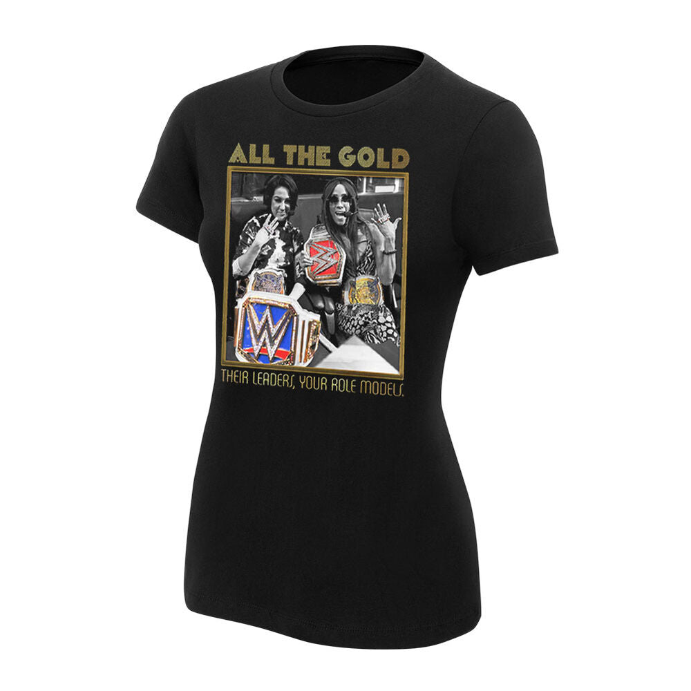 Bayley & Sasha Banks All The Gold Women's Authentic T-Shirt Pwcatalog