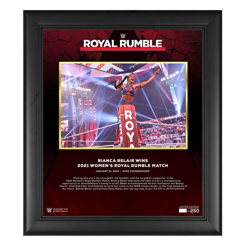 Bianca Belair Royal Rumble 2021 15 x 17 Commemorative Plaque Pwcatalog