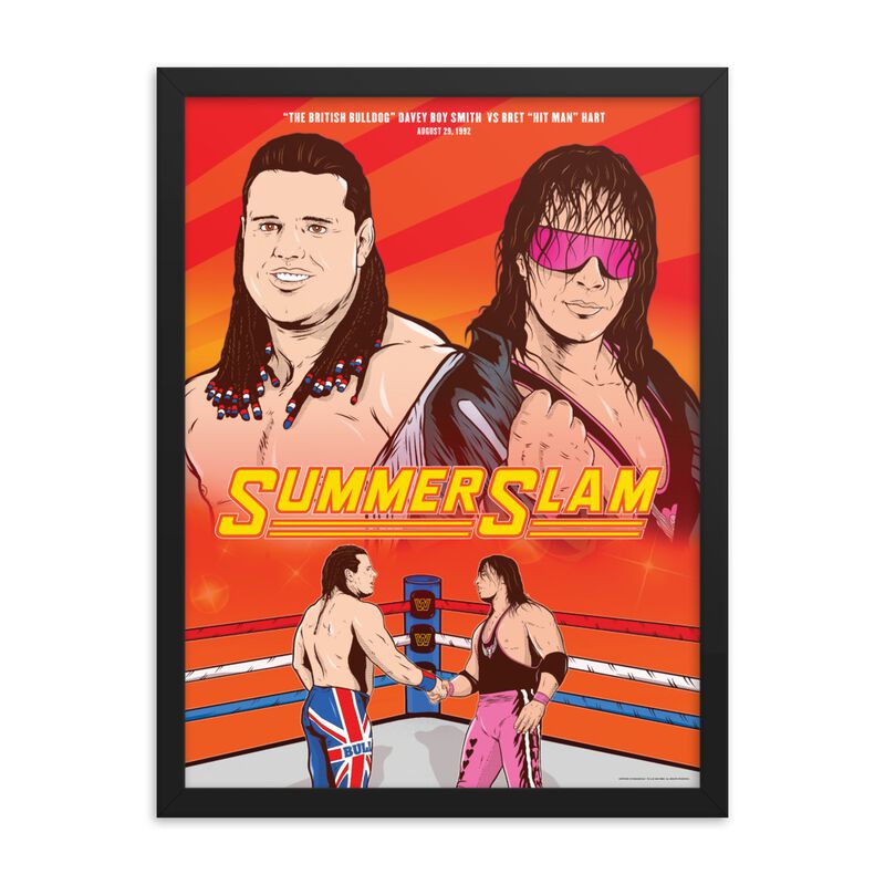 British Bulldog vs Bret Hitman Hart 18x24 Framed Giclée Print Pwcatalog