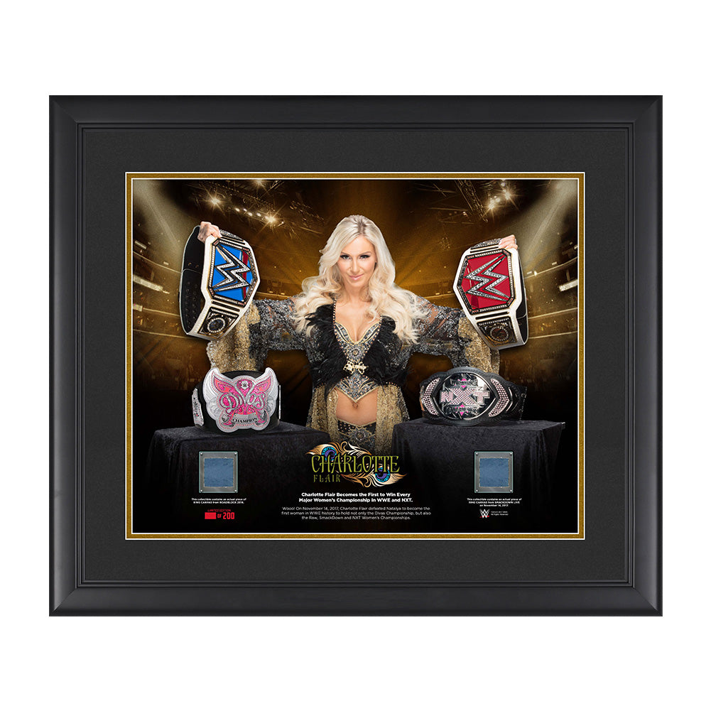 Charlotte Flair Makes History 23 x 27 Framed Plaque w Ring Canvas Pwcatalog