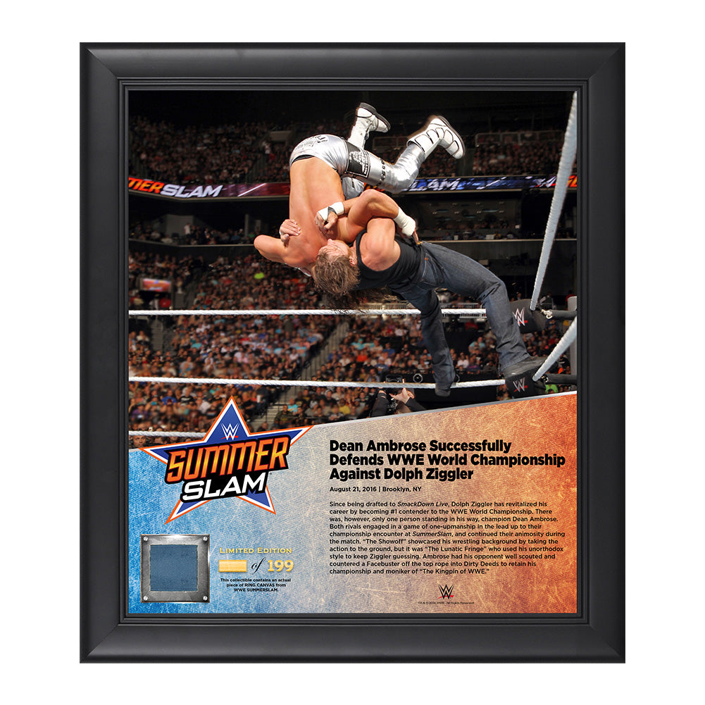 Dean Ambrose SummerSlam 2016 15 x 17 Framed Plaque w Ring Canvas Pwcatalog