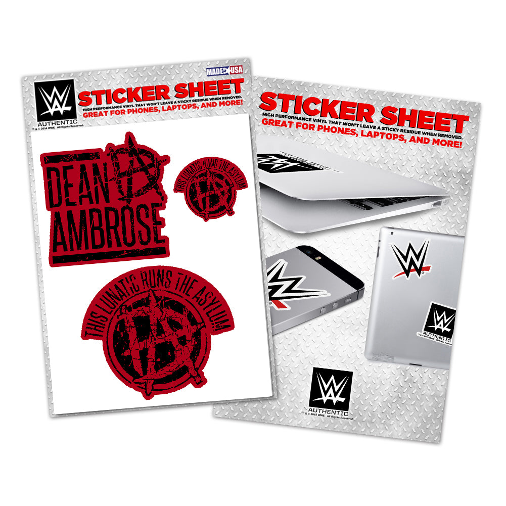 Dean Ambrose This Lunatic Runs The Asylum Sticker Sheet Pwcatalog