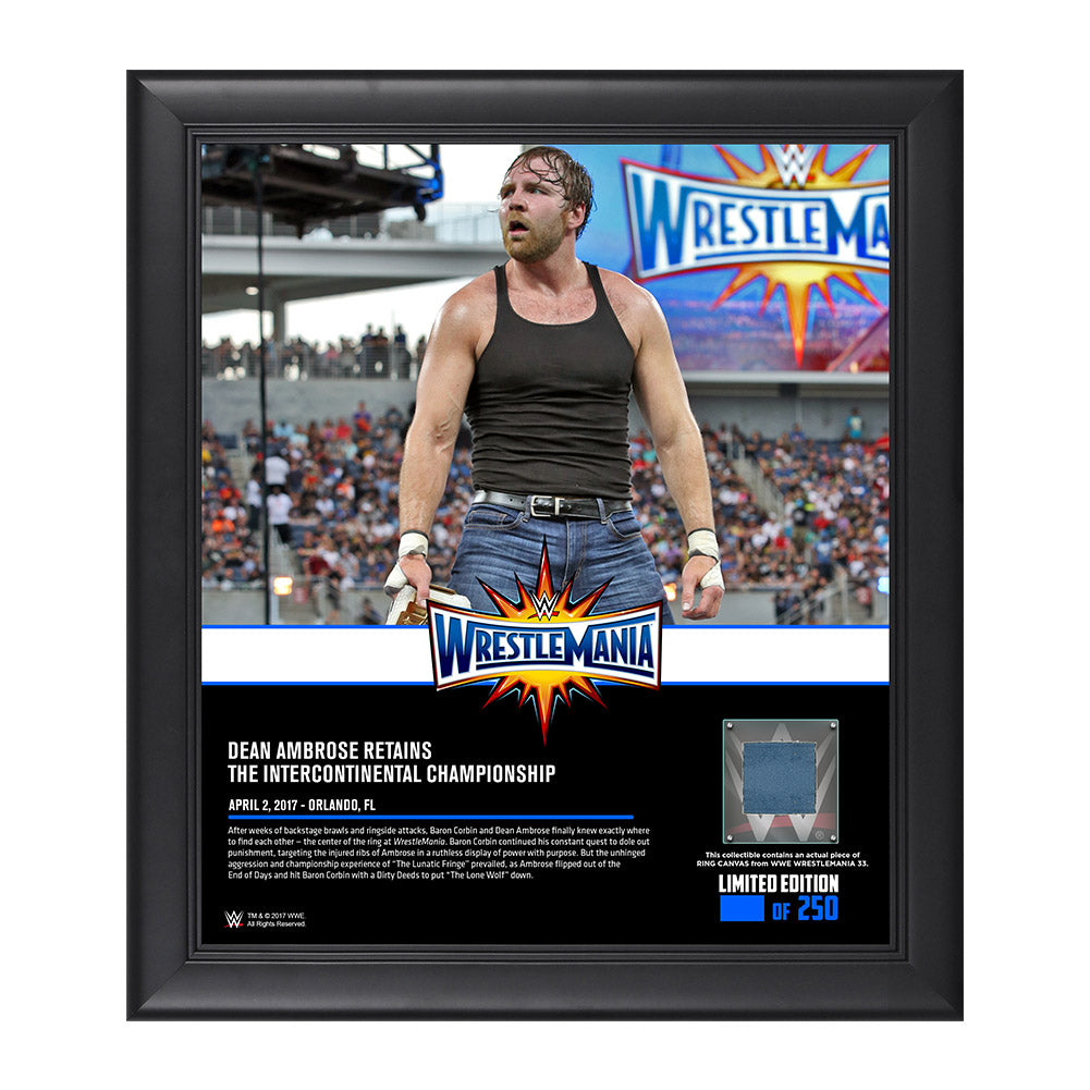 Dean Ambrose WrestleMania 33 15 x 17 Framed Plaque w Ring Canvas Pwcatalog