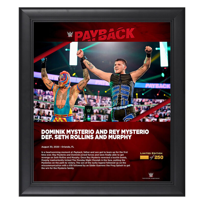Dominik Mysterio & Rey Mysterio Payback 2020 15x17 Commemorative Plaque Pwcatalog