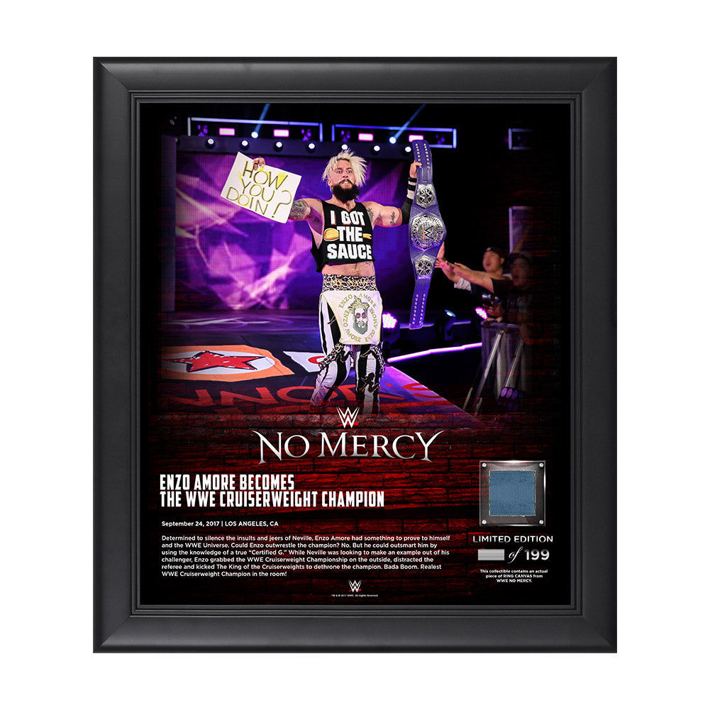 Enzo Amore No Mercy 2017 15 x 17 Framed Plaque w Ring Canvas Pwcatalog