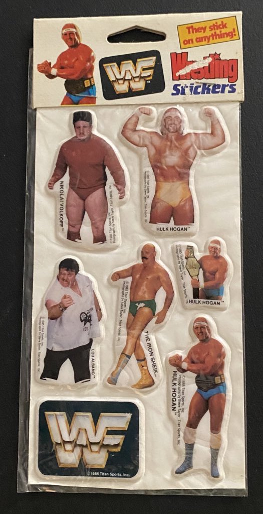 1985 Gordy Int. WWF Small Puffy Stickers (21 on 3 Sealed Cards)