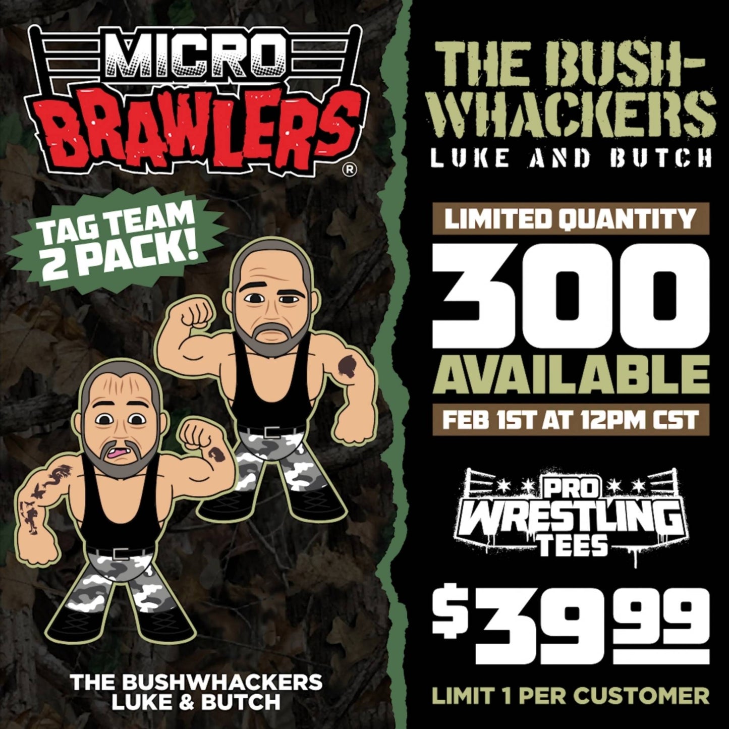 Pro Wrestling Tees Micro Brawlers Limited Edition The Bushwhackers: Luke & Butch Action & Toy Figures PWcatalog