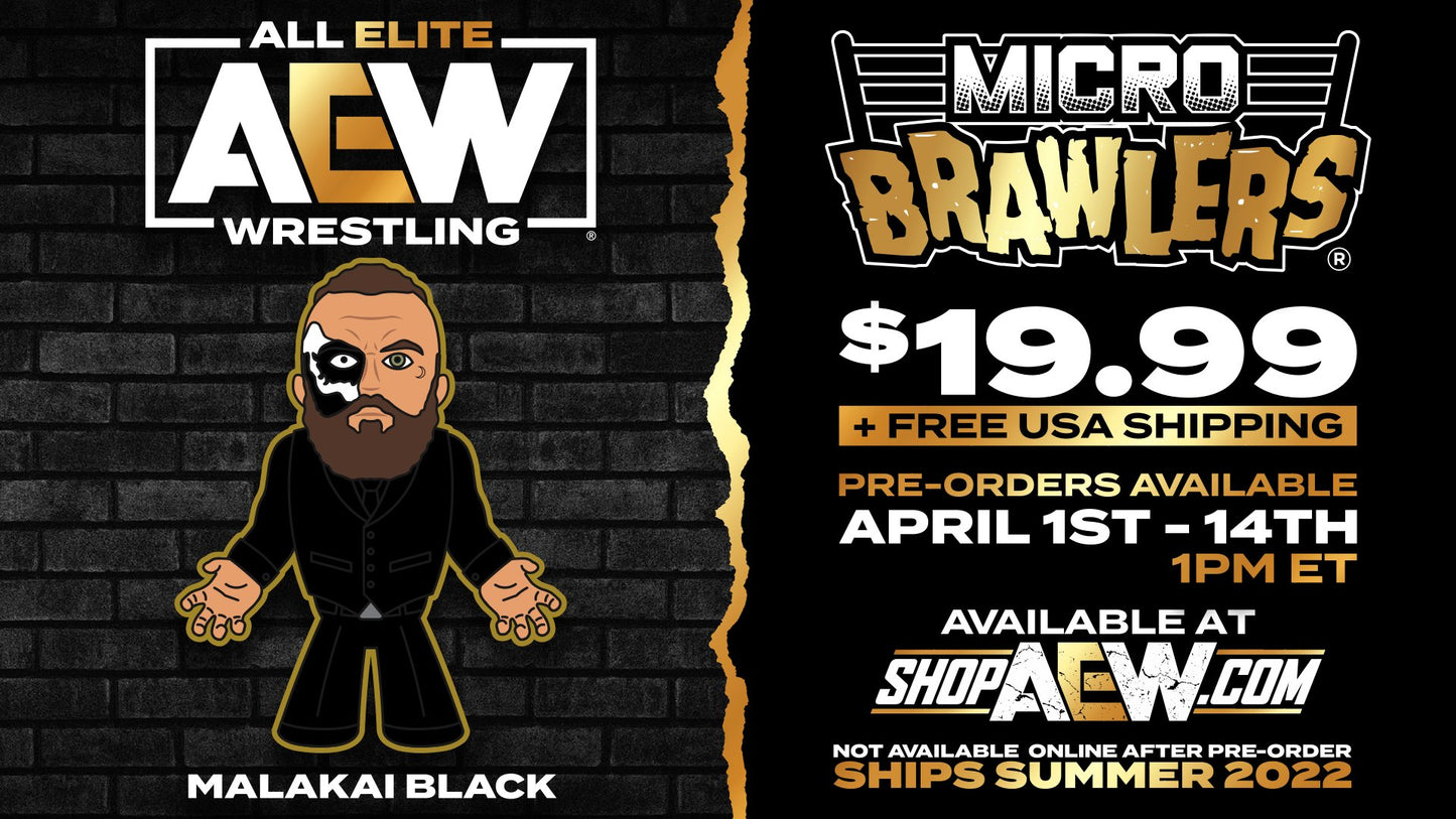AEW Pro Wrestling Tees Micro Brawlers Limited Edition Malakai Black Action & Toy Figures PWcatalog