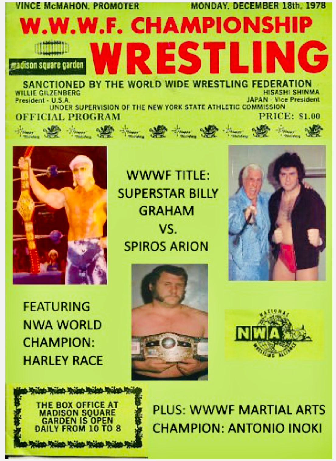 WWWF Program MSG December 18th 1978 Magazine PWcatalog