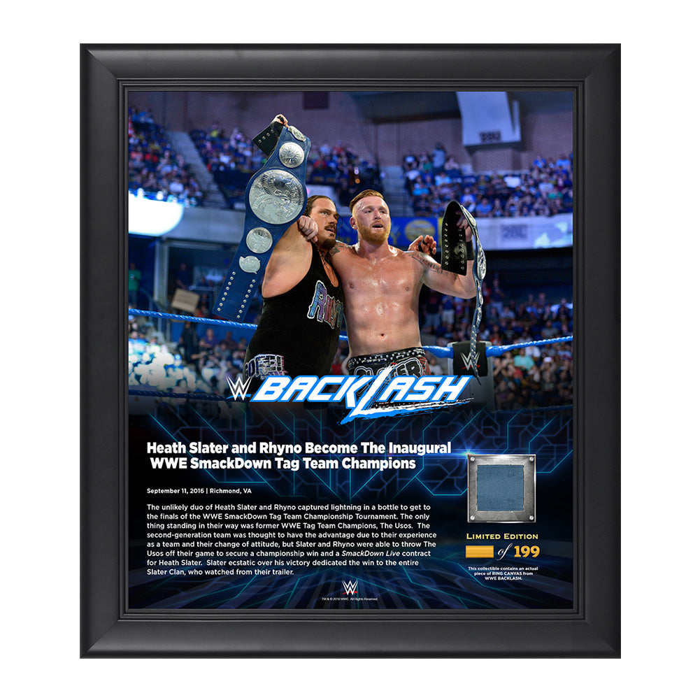 Heath Slater and Rhyno Backlash 2016 15 x 17 Framed Plaque w Ring Canvas Pwcatalog