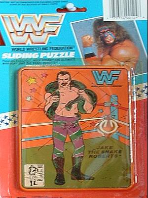 Jake The Snake Roberts Sliding Puzzle with Ultimate Warrior on the card PWcatalog