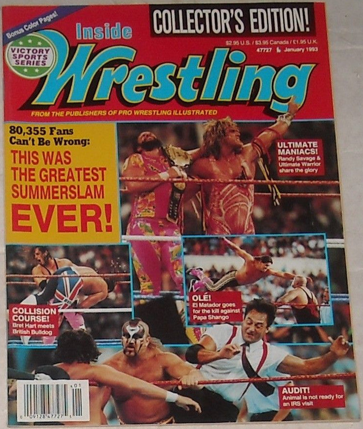 Inside Wrestling January 1993 Magazine PWcatalog
