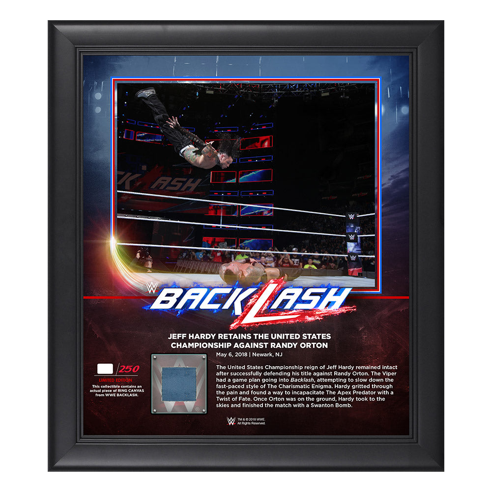 Jeff Hardy BackLash 2018 15 x 17 Framed Plaque w Ring Canvas Pwcatalog