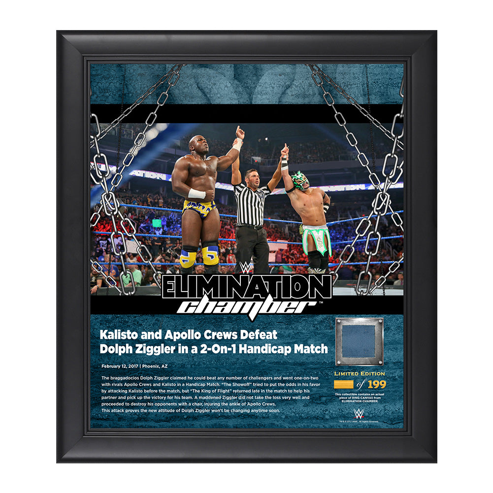 Kalisto & Apollo Crews Elimination Chamber 2017 15 x 17 Framed Plaque w Ring Canvas Pwcatalog
