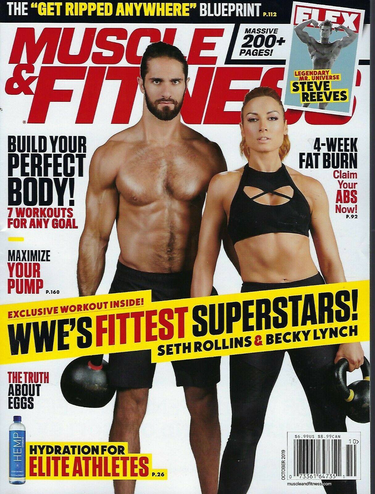 Muscle & Fitness October 2019 Seth Rollins & Becky Lynch Magazine PWcatalog