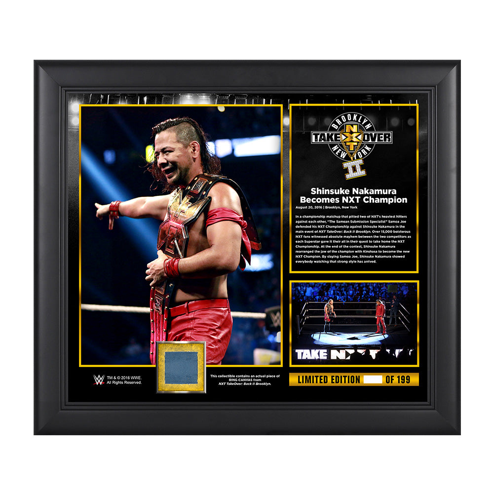 NXT Takeover Brooklyn II Shinsuke Nakamura 15 x 17 Framed Plaque w Ring Canvas Pwcatalog