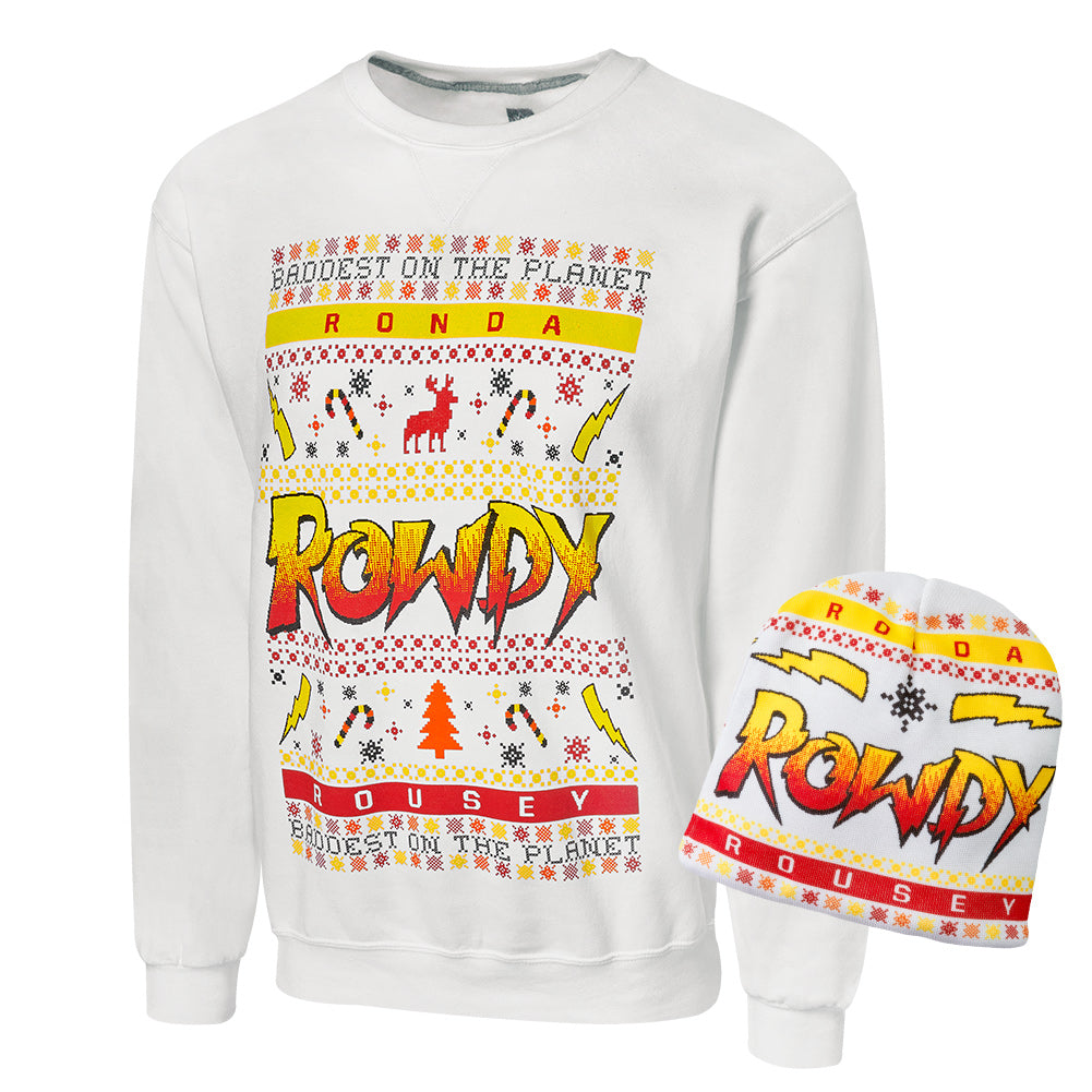 Ronda Rousey Ugly Holiday Sweatshirt & Beanie Package Pwcatalog