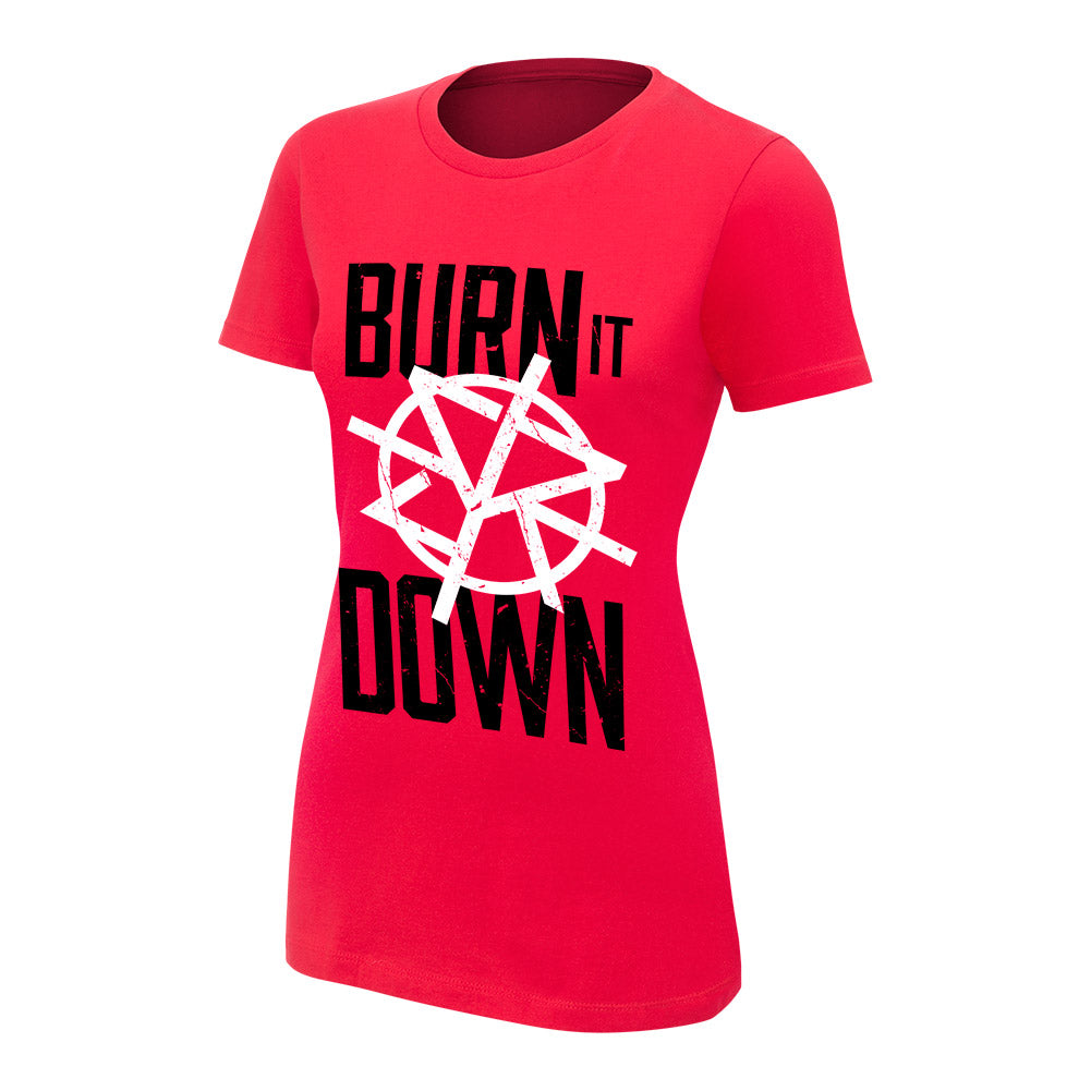 Seth Rollins Burn it Down Red Women's Authentic T-Shirt Pwcatalog