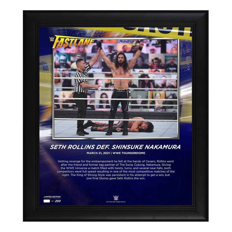 Seth Rollins FastLane 2021 15 x 17 Commemorative Plaque PW Catalog