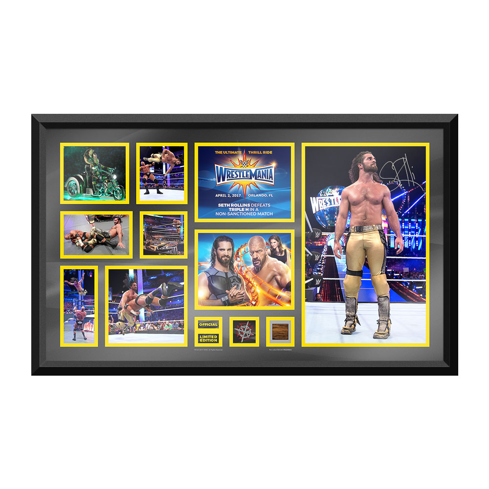 Seth Rollins WrestleMania 33 Signed Commemorative Plaque PW Catalog