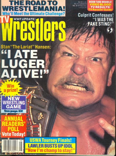 TV Wrestlers August 1991 Magazine PWcatalog