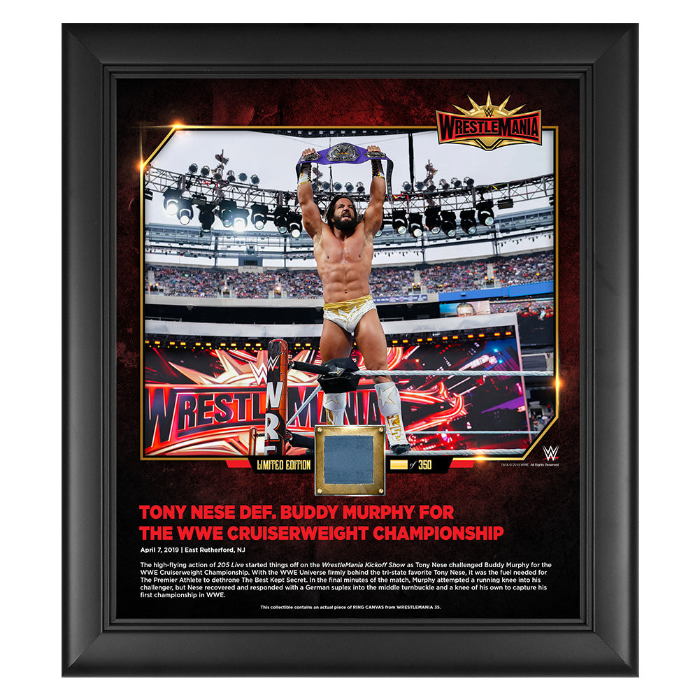 Tony Nese WrestleMania 35 15 x 17 Framed Plaque w Ring Canvas