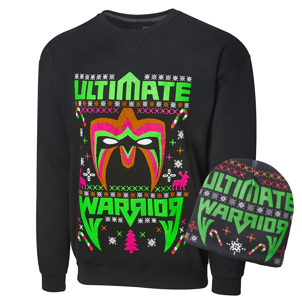 Ultimate Warrior Ugly Holiday Sweatshirt & Beanie Package Pwcatalog