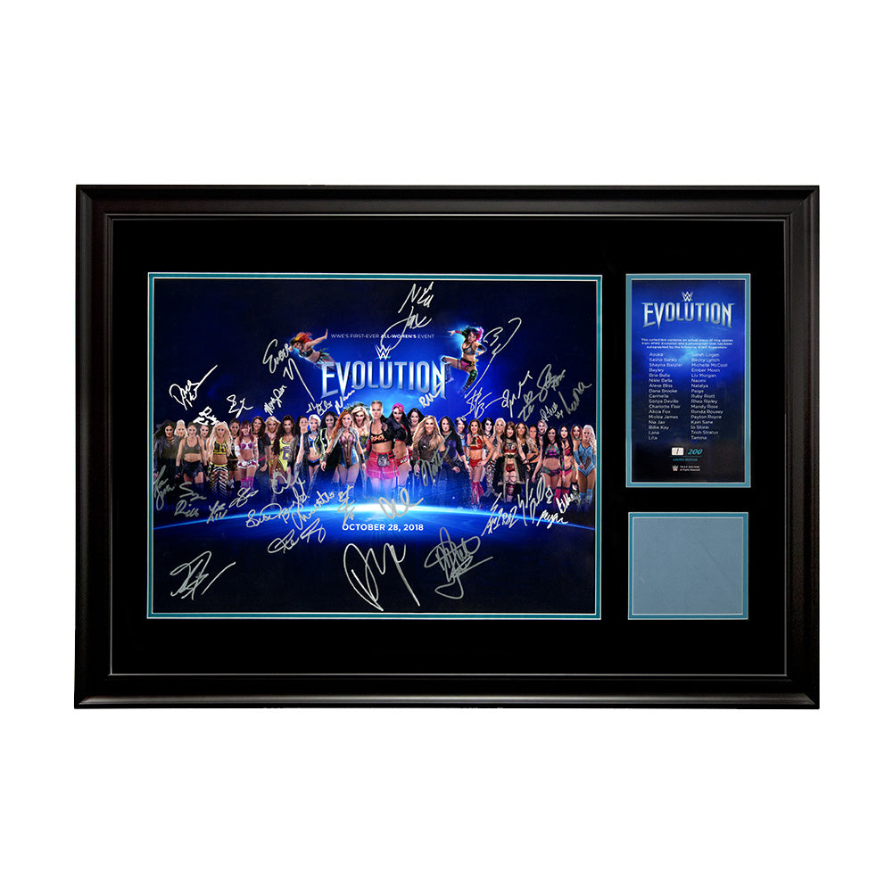 WWE Evolution 2018 Framed & Autographed (30+ Superstars) Ring Canvas Plaque